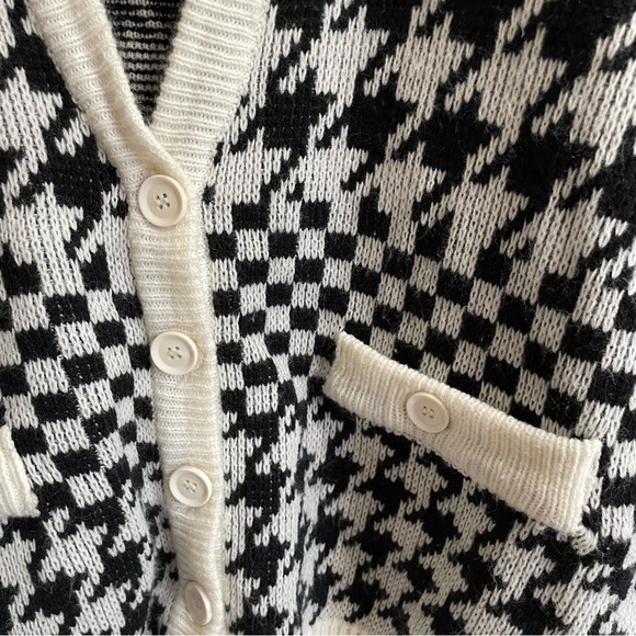 A’MILANO Cardigan Sweater Paris Milano New York Houndstooth Herringbone Large - Picture 4 of 8